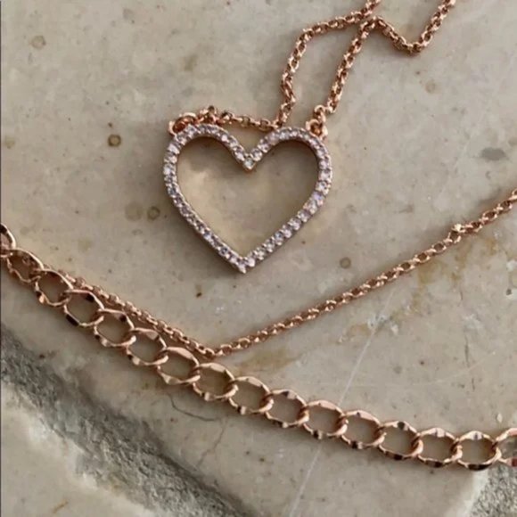 Kate Spade Rose Gold-Tone Pavé Heart Pendant Necklace - Picture 1 of 6